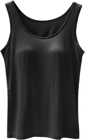 Tank Tops for Women Built in Bra Cotton Shelf Bra Summer Fitted Tanks Layering Sports Workout Camisole Undershirts