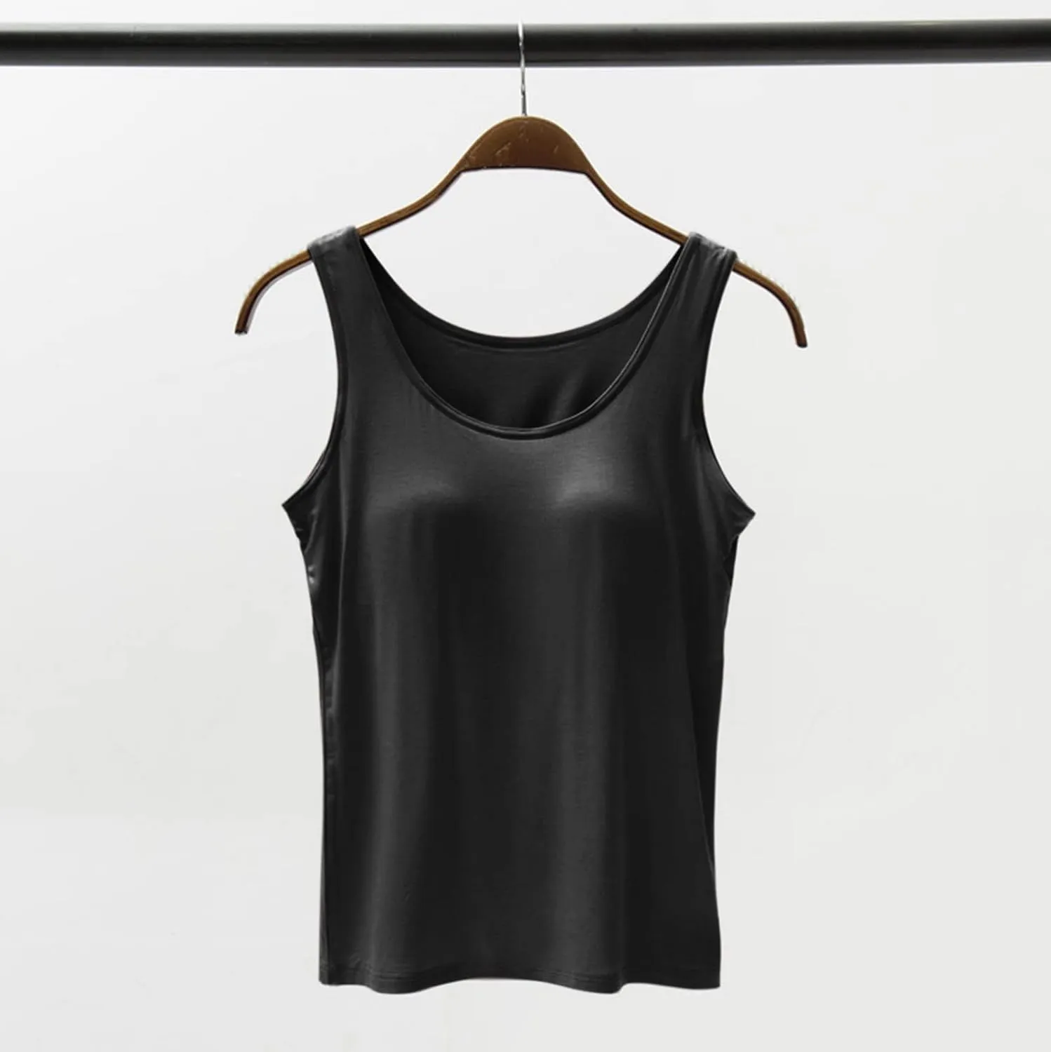 Tank Tops for Women Built in Bra Cotton Shelf Bra Summer Fitted Tanks Layering Sports Workout Camisole Undershirts