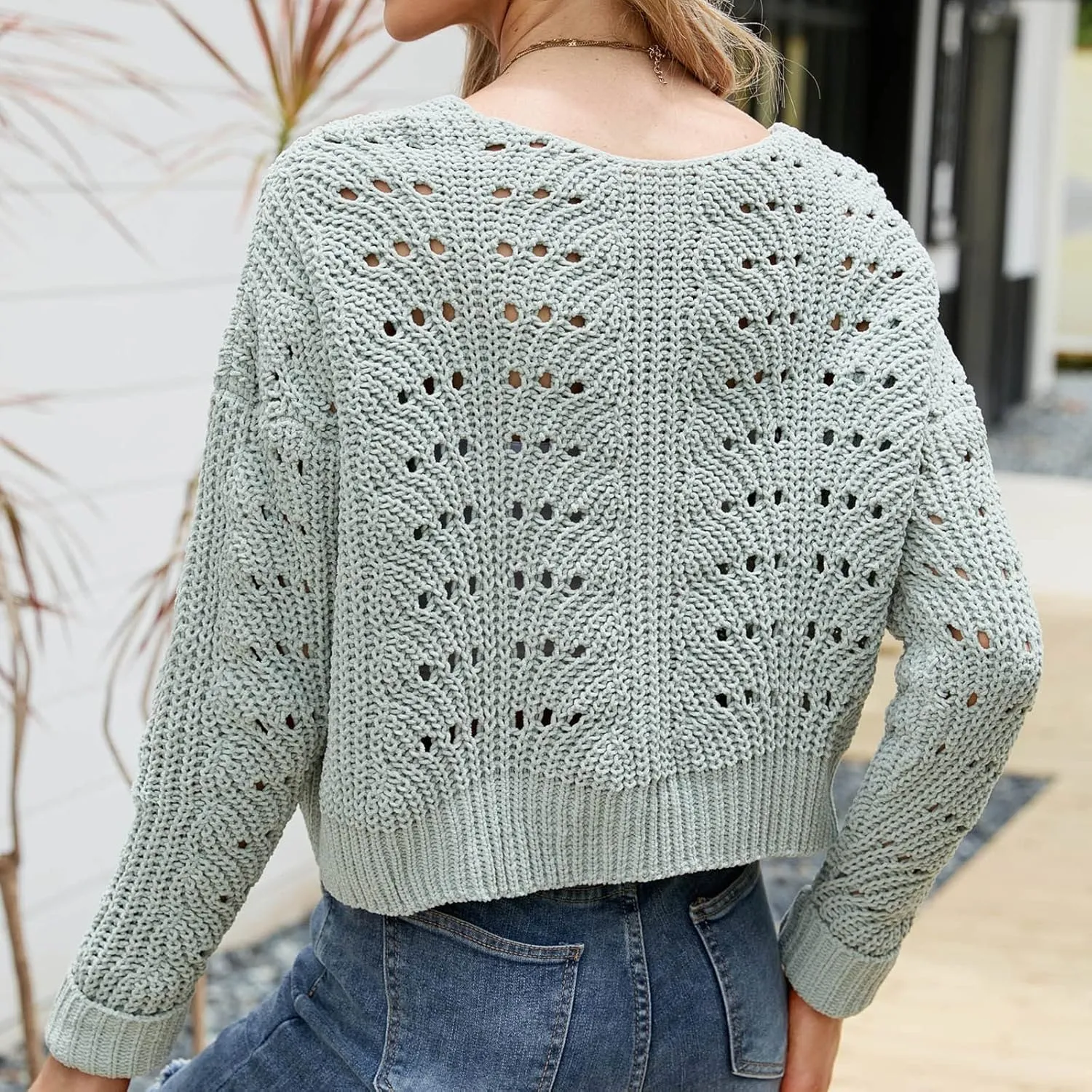 tuduoms Womens Classic Long Sleeve Bolero Shrug Open Front Chunky Knit Cropped Cardigan Sweater Trendy Light Crop Jacket Coat