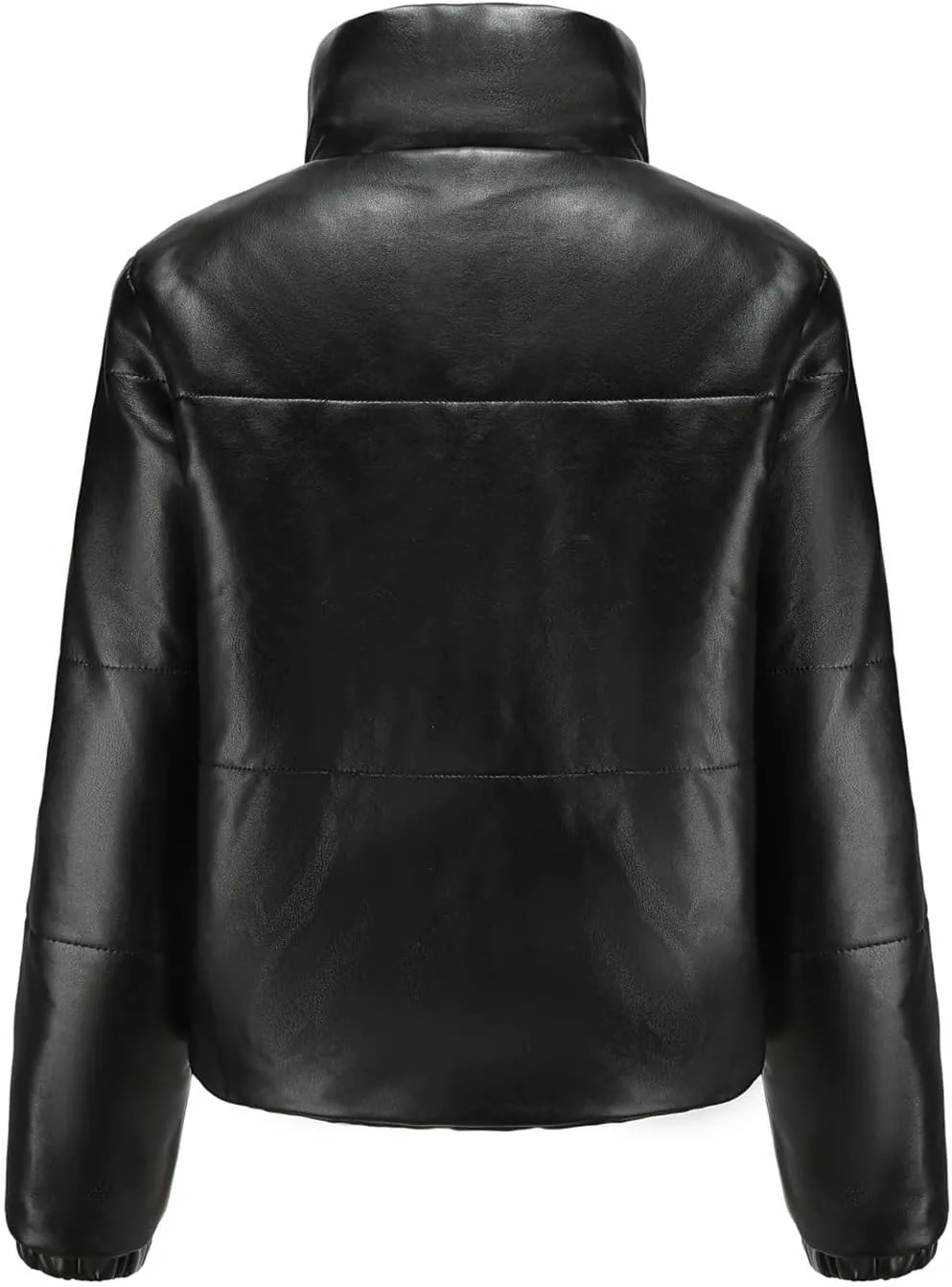 tuduoms Women's Crop Short Jacket Cropped Leather Puffer Fashion Jackets Warm Winter Lightweight Quilted Down Coat Parkas