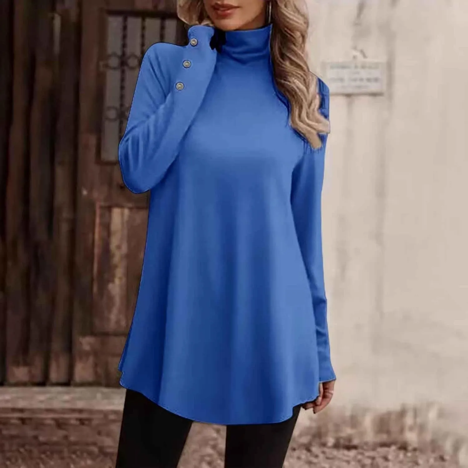 Tunic Sweatshirts for Women Spring Fashion Long Shirts to Wear with Leggings Casual Turtleneck Long Sleeve Pullover Tops