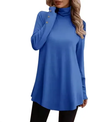 Tunic Sweatshirts for Women Spring Fashion Long Shirts to Wear with Leggings Casual Turtleneck Long Sleeve Pullover Tops