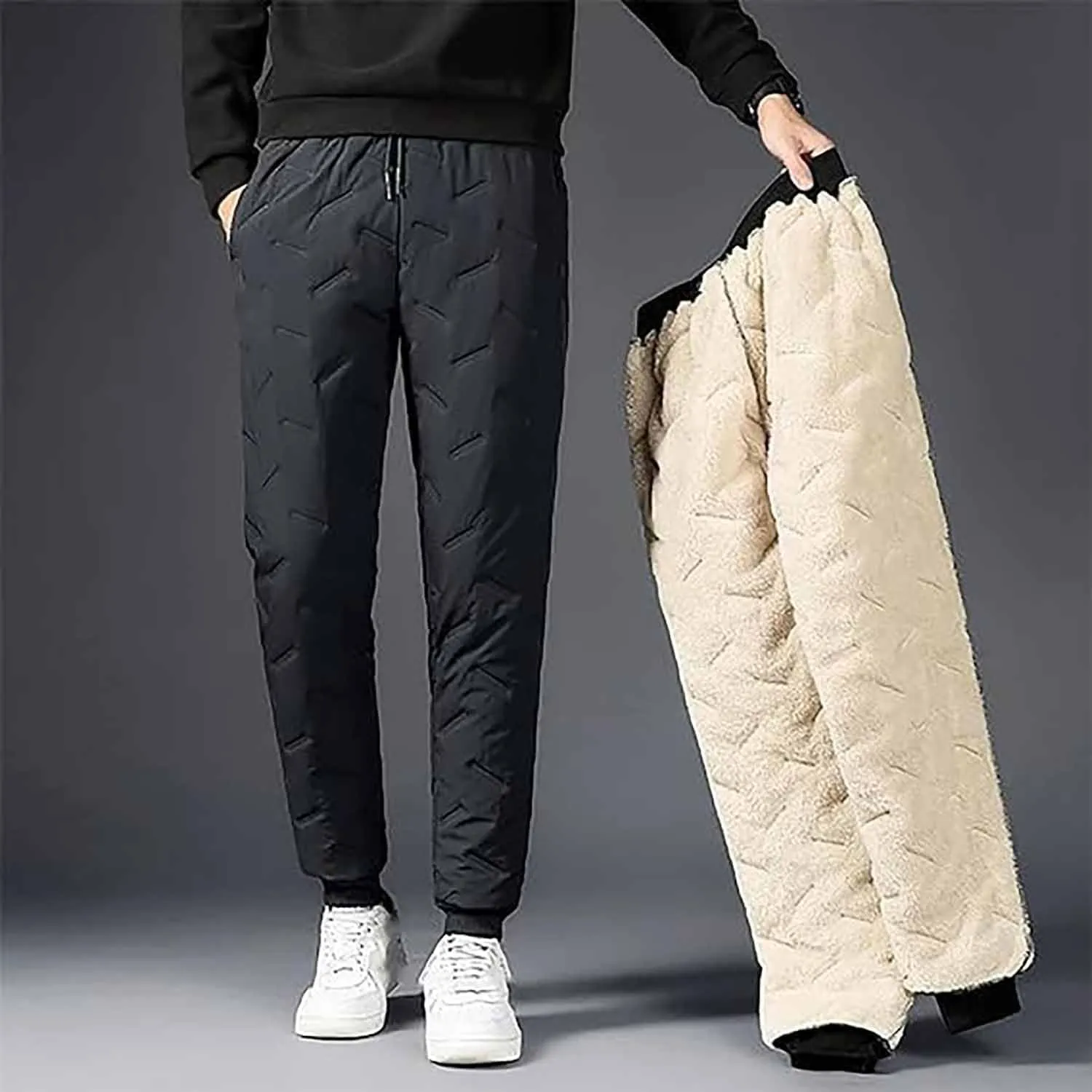Unisex Fleece Jogging Bottoms,Unisex Lambswool Fleece-Lined Joggers,Winter Lambswool Fleece Jogging Bottoms