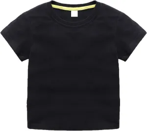 Unisex Kids Baby Soft Cotton Basic T-Shirt Crew Neck Short Sleeve Tops Shirt Solid Tees Boys Girls Summer Clothes