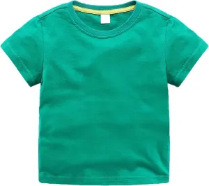 Unisex Kids Baby Soft Cotton Basic T-Shirt Crew Neck Short Sleeve Tops Shirt Solid Tees Boys Girls Summer Clothes