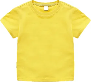 Unisex Kids Baby Soft Cotton Basic T-Shirt Crew Neck Short Sleeve Tops Shirt Solid Tees Boys Girls Summer Clothes