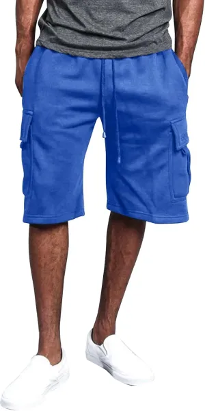 WENKOMG1 Casual Cargo Shorts for Men Elastic Waist Drawstring Workout SweatShorts Jogging Gym Shorts with Multi Pockets