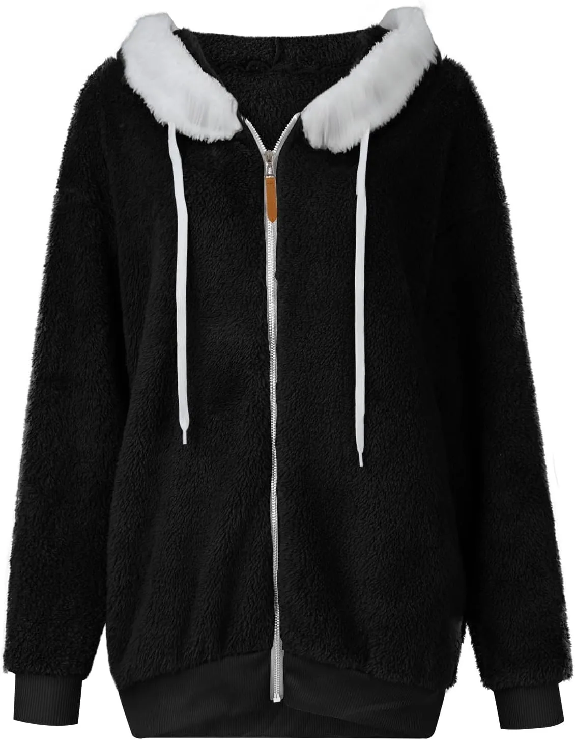 Winter Coats for Women 2024 Zip up Long Sleeve Casual Warm Fuzzy Hooded Jackets Loose Fit Soft Comfy Coats