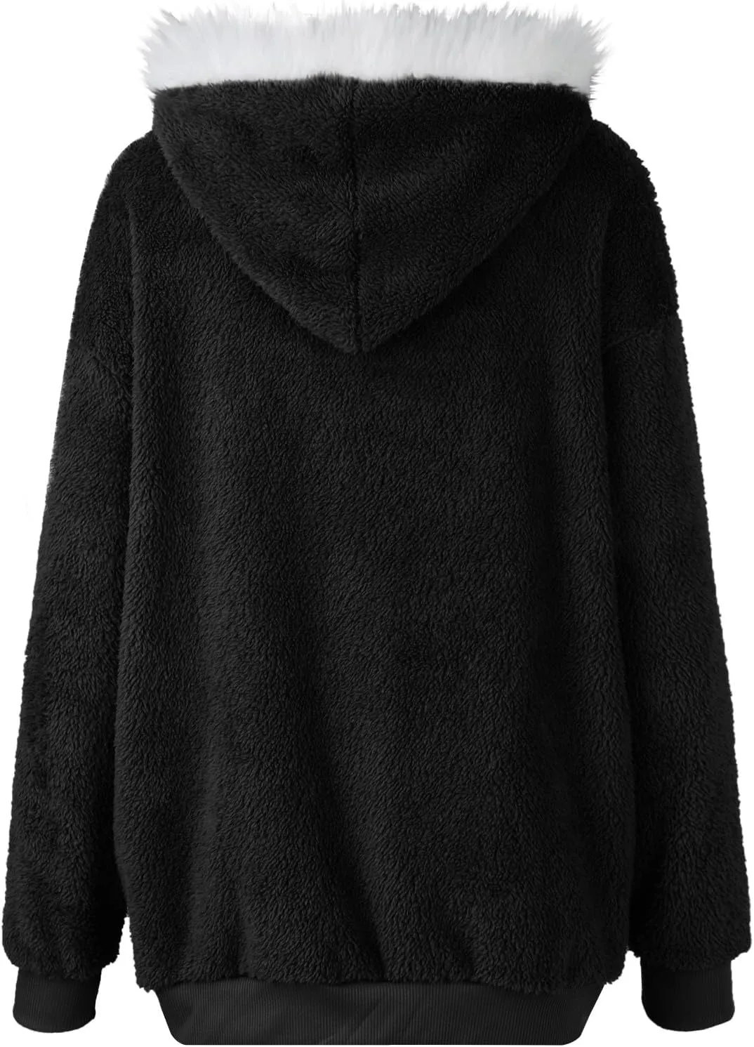 Winter Coats for Women 2024 Zip up Long Sleeve Casual Warm Fuzzy Hooded Jackets Loose Fit Soft Comfy Coats