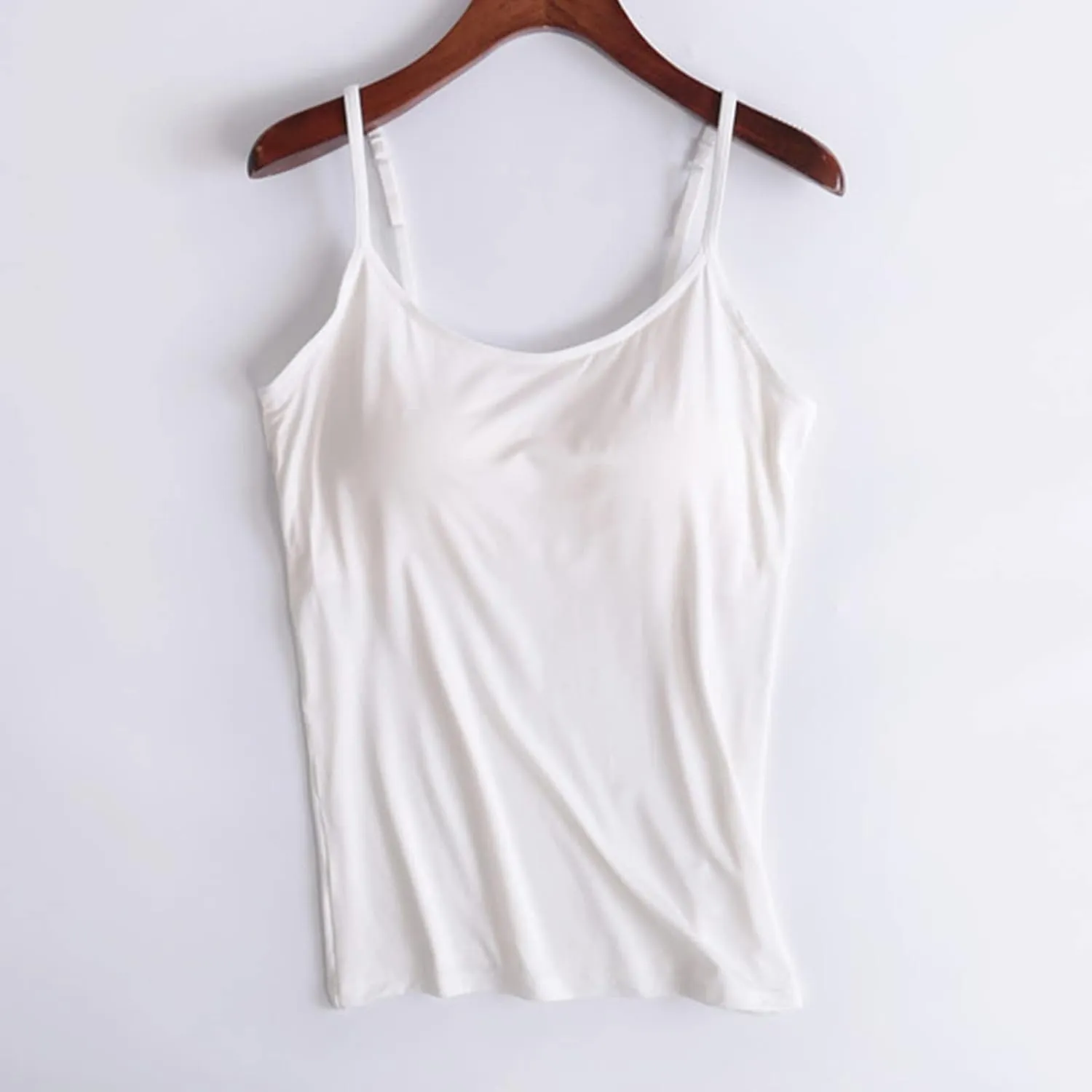Women Camisole with Built in Bra Adjustable Spaghetti Straps Cami Tank Tops Layer Cami with Shelf Bra Underwear Vest