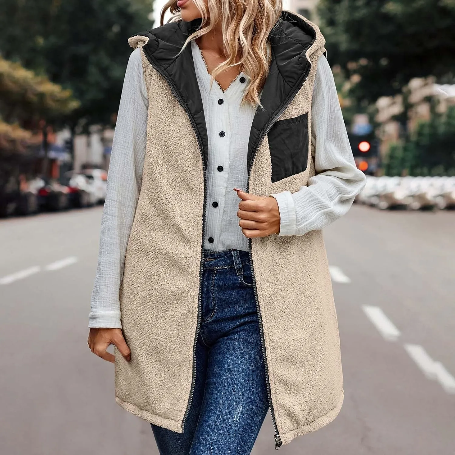 Women Rain Jackets Long Sleeve Zip Up Plus Size Waterproof Weighted Hooded Jackets Raincoat Thicken Fleece Windbreaker