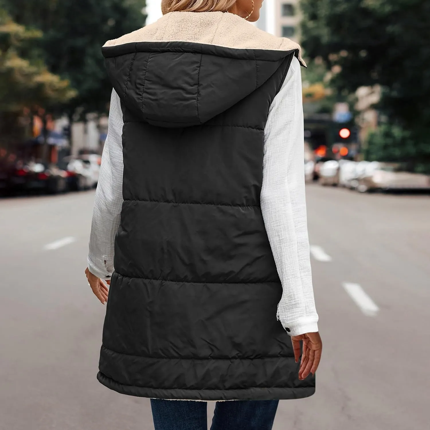 Women Rain Jackets Long Sleeve Zip Up Plus Size Waterproof Weighted Hooded Jackets Raincoat Thicken Fleece Windbreaker