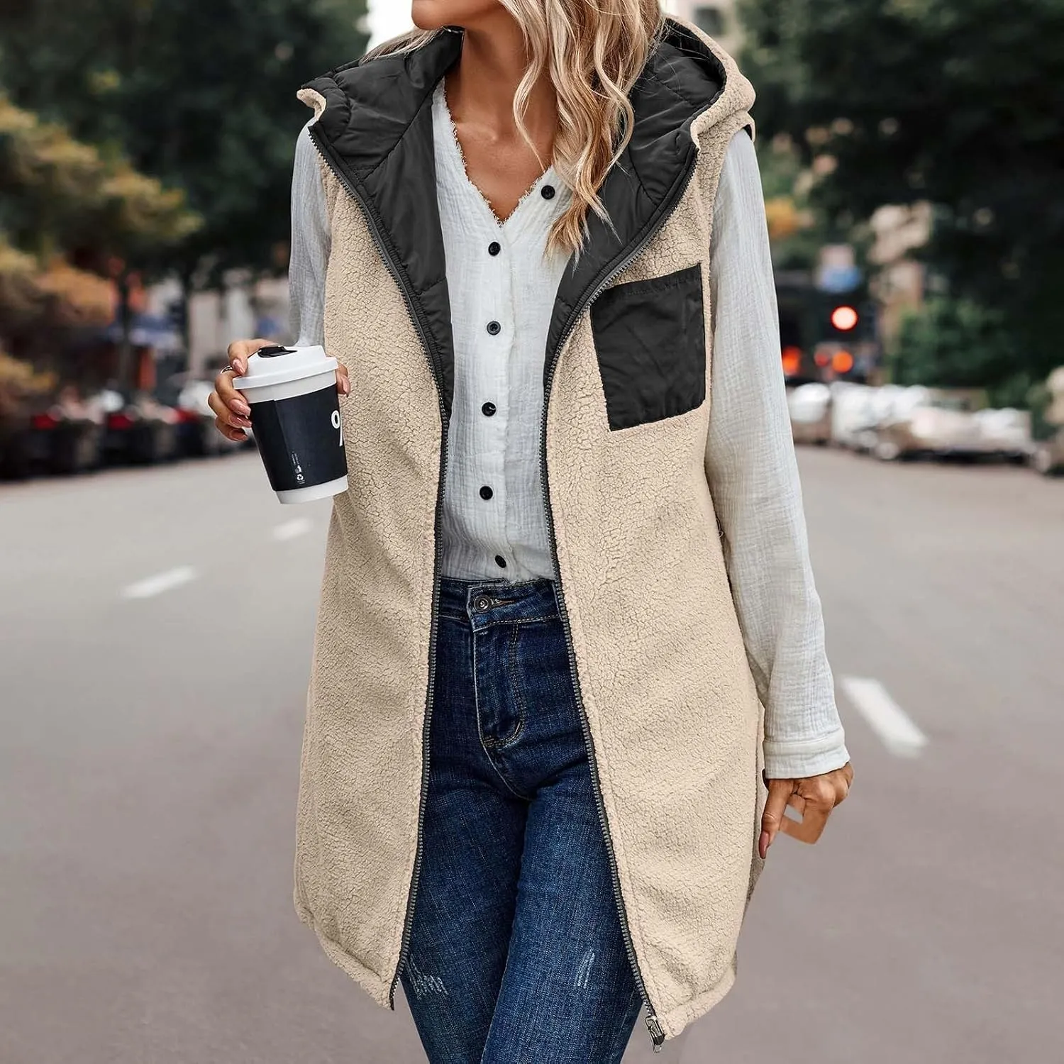 Women Rain Jackets Long Sleeve Zip Up Plus Size Waterproof Weighted Hooded Jackets Raincoat Thicken Fleece Windbreaker