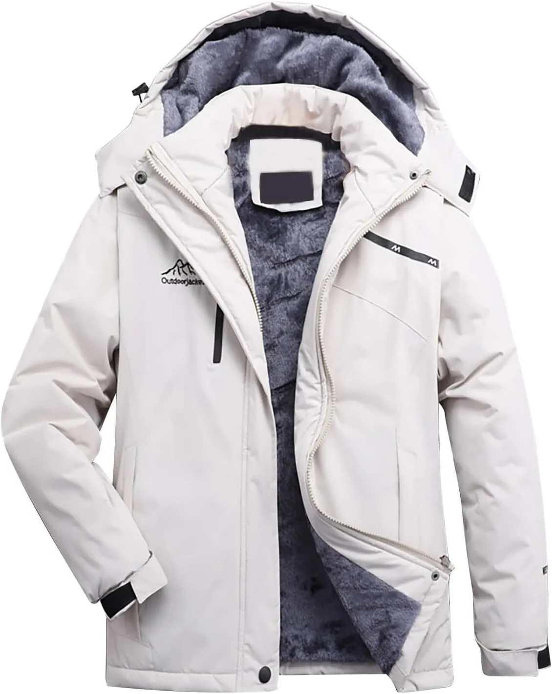 Women Rain Jackets Long Sleeve Zip Up Plus Size Waterproof Weighted Hooded Jackets Raincoat Thicken Fleece Windbreaker