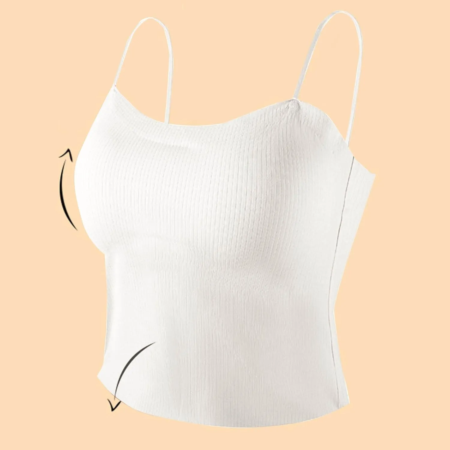 Women Ribbed Knit Camisoles Sexy Spaghetti Strap Shelf Bra Cami Tops Summer Slim Fitness Basic Tees Sleeveless Shirts