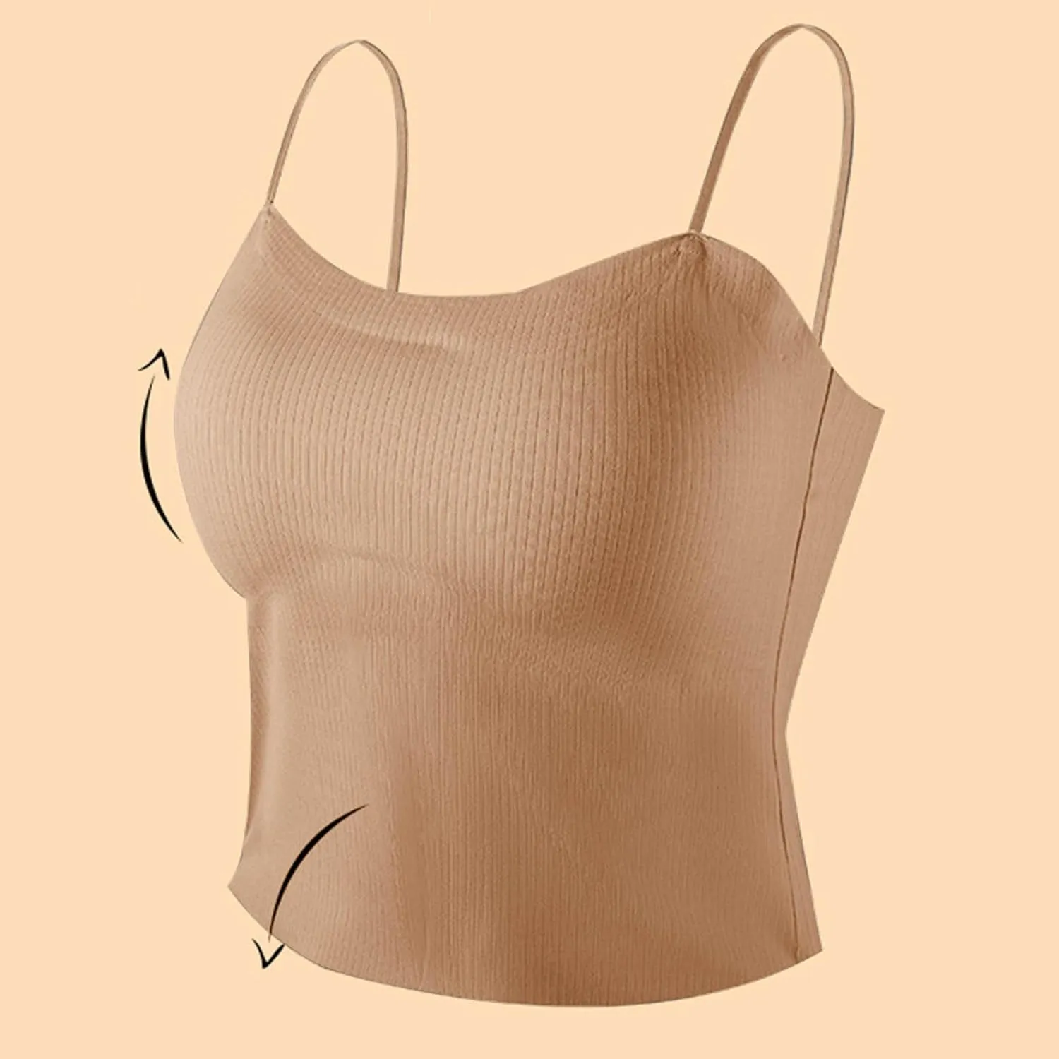 Women Ribbed Knit Camisoles Sexy Spaghetti Strap Shelf Bra Cami Tops Summer Slim Fitness Basic Tees Sleeveless Shirts