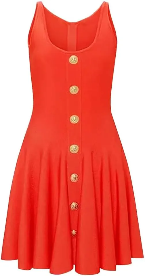 Women Sleeveless Camisoles Dress Short Knitted Skirt V-Neck Mini Wedding Party Dresses