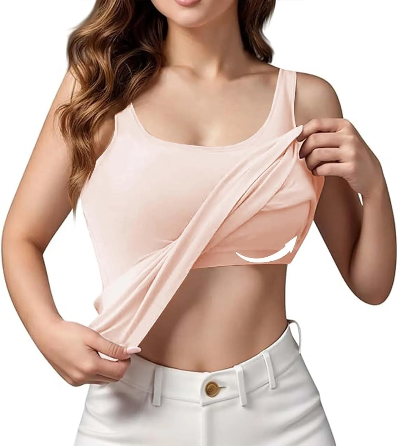 Women Tank Tops with Built in Bras Spaghetti Strap Camisole Layer Undershirt 2025 New Casual Workout Yoga Vest