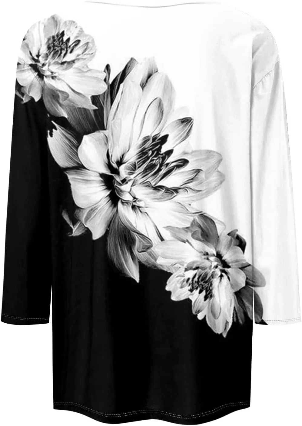 Womens 3/4 Sleeve Tops 2025 Spring Print Round Neck Shirts Loose Fit Three Quarter Sleeve Tshirts
