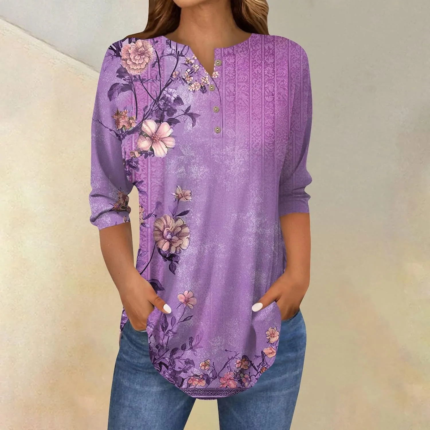 Womens 3/4 Sleeve Tops,Womens Tees and Tanks Basic Women's Tops 3/4 Sleeve Sports 3/4 Sleeve Tops Women Baggy 3/4 Shirts