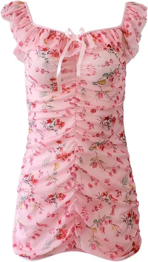 Womens Babydoll Chemise Lingerie Flounce Cami Lingerie Set for Women Sexy Lace Slip Dress for Sex Play Nightwear Mesh