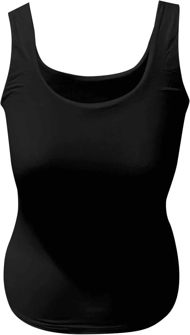 Women's Basic Double Lined Scoop Neck Tank Tops Camisole Tank Summer Sleeveless Tank Tops Basic Shirt