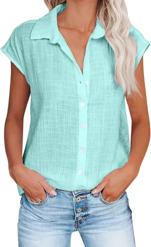 Womens Boho Linen Short Sleeve T Shirts Summer 2024 Fashion Casual Oversized Tunics Round Neck Loose Tshirts