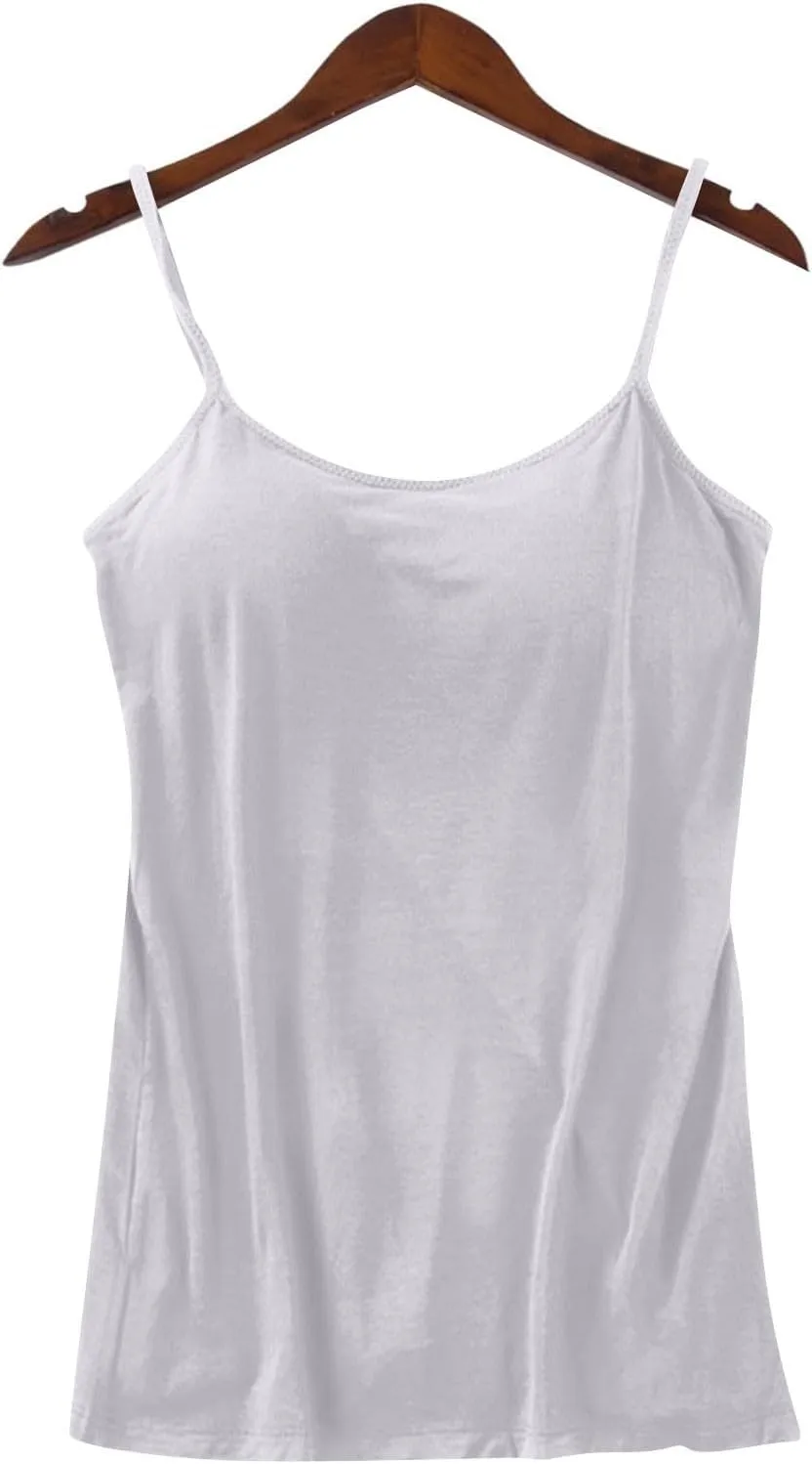 Women's Built-in Bra Tank Tops Adjustable Strap Wire-Free Camisole Padded Workout Yoga Daily Shelf Bra Undershirts