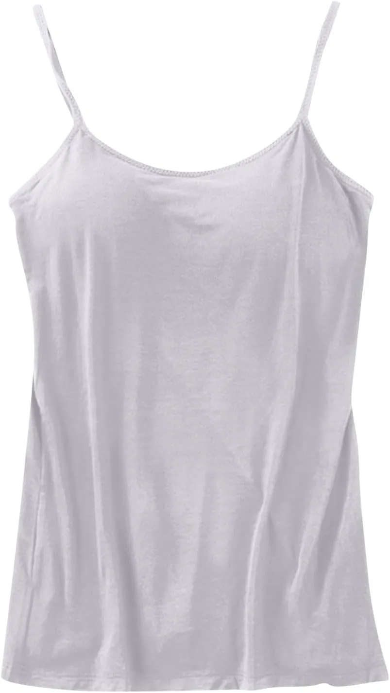 Women's Built-in Bra Tank Tops Adjustable Strap Wire-Free Camisole Padded Workout Yoga Daily Shelf Bra Undershirts