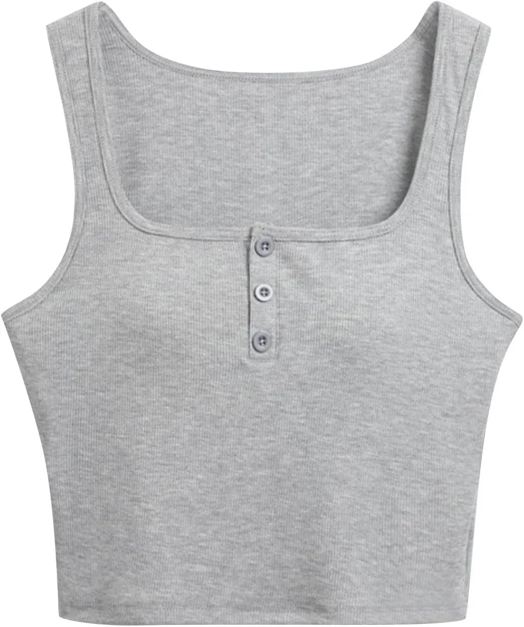 Women's Button Down Tank Tops Wide Strap Lightweight Breathable Quick Dry Pure Tanks Basic Cute Workout Shirts