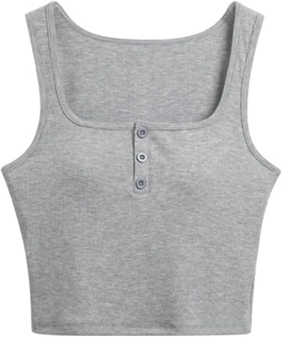 Women's Button Down Tank Tops Wide Strap Lightweight Breathable Quick Dry Pure Tanks Basic Cute Workout Shirts