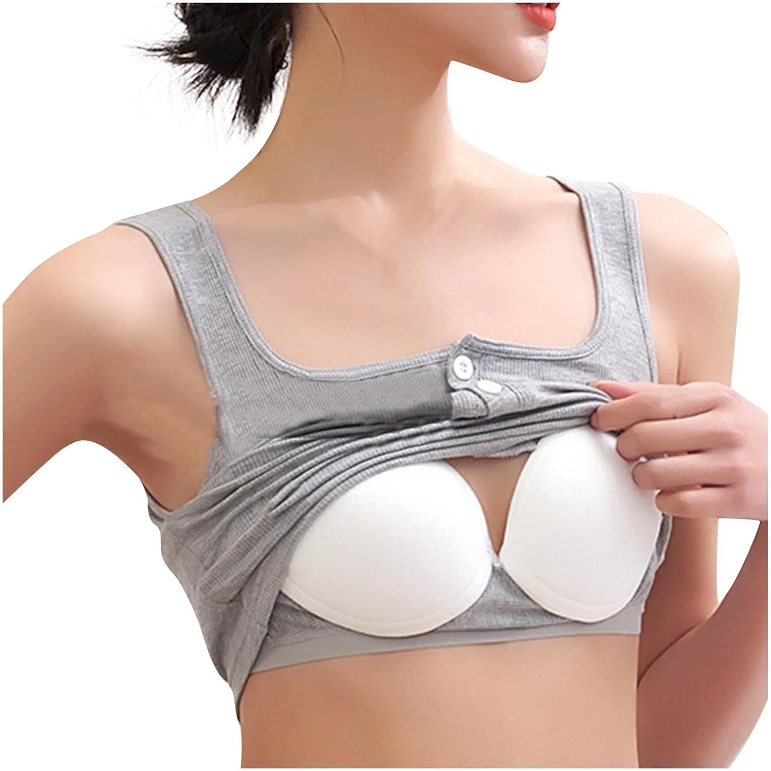 Women's Button Down Tank Tops Wide Strap Lightweight Breathable Quick Dry Pure Tanks Basic Cute Workout Shirts