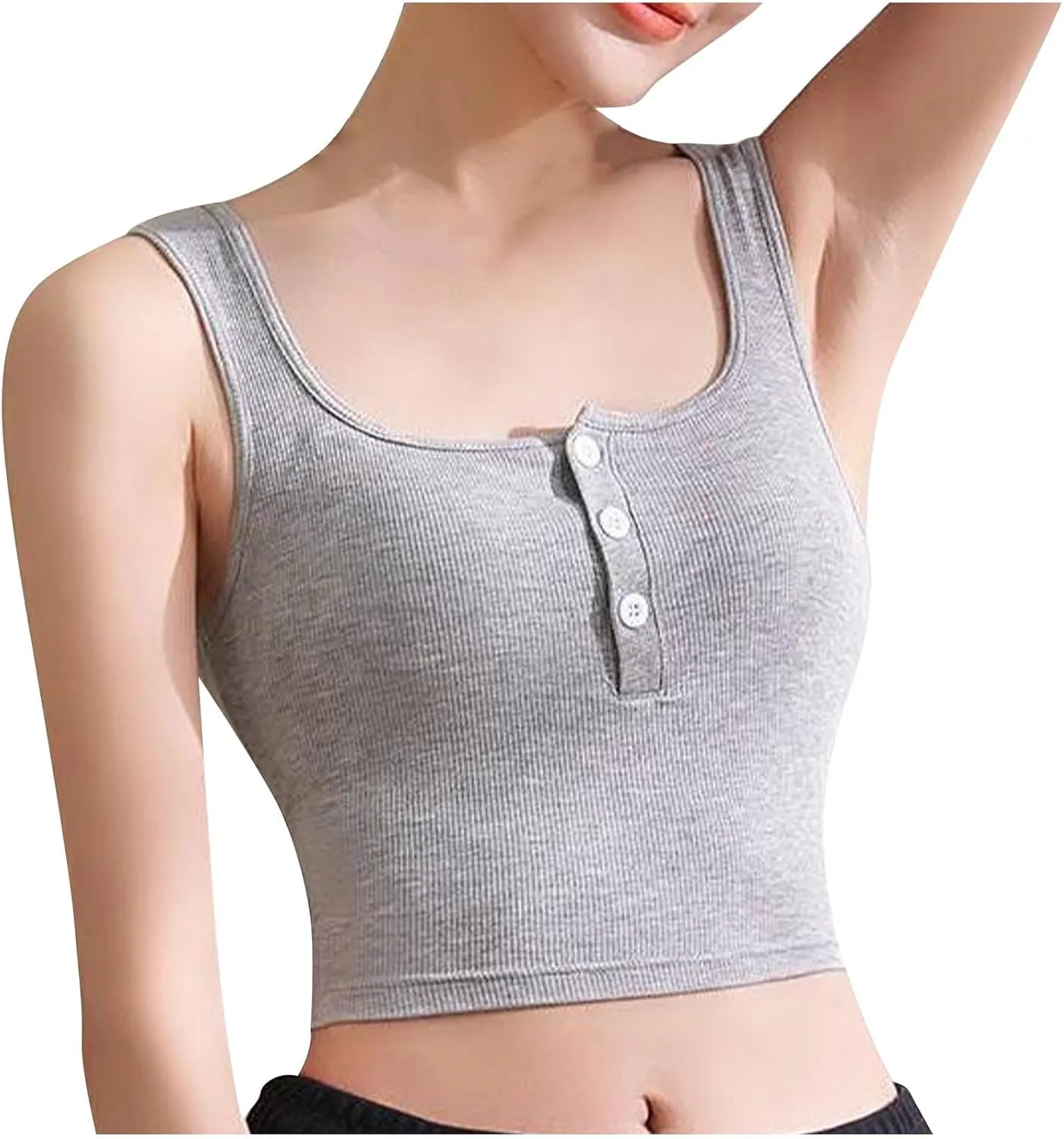 Women's Button Down Tank Tops Wide Strap Lightweight Breathable Quick Dry Pure Tanks Basic Cute Workout Shirts