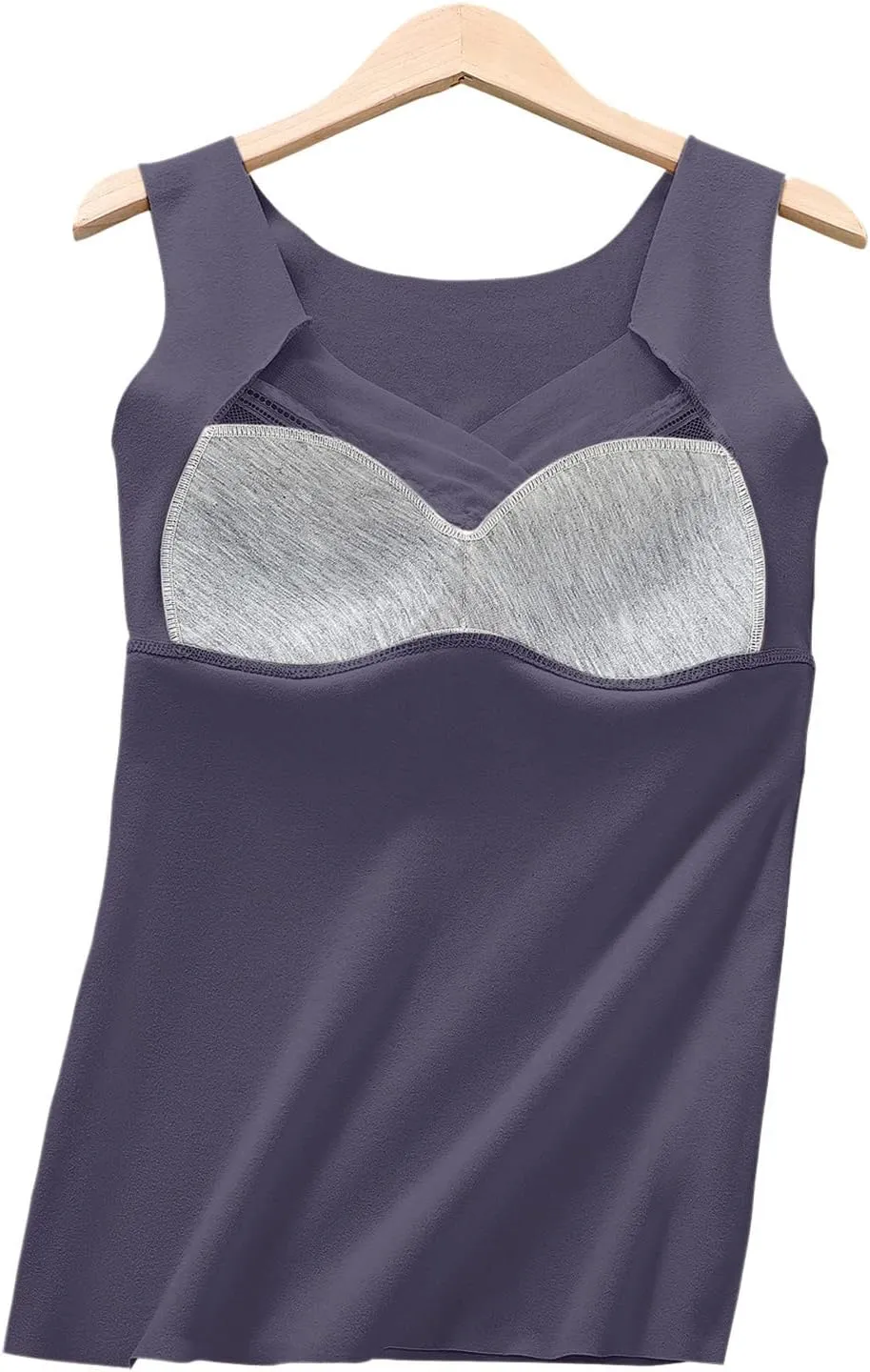 Women's Camisole Built in Bra Wireless Fabric Support Short Cami Pleated Tank Top with Adjustable Strap Tank Tops