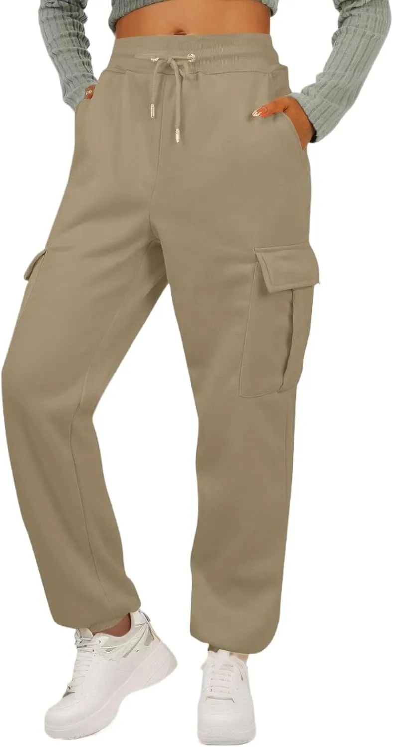 Womens Cargo Sweatpants Fleece Wide Leg Sweat Pants High Waisted Baggy Joggers Fall Fashion Outfits Y2k Clothes 2025