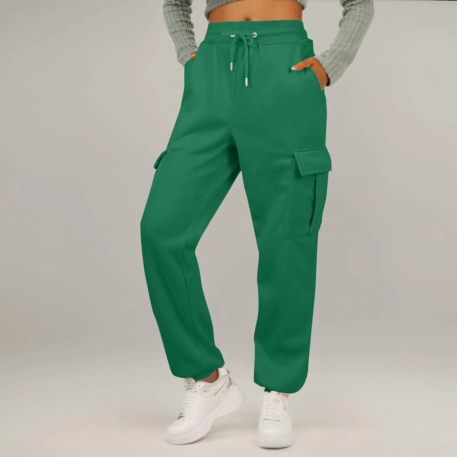 Womens Cargo Sweatpants Fleece Wide Leg Sweat Pants High Waisted Baggy Joggers Fall Fashion Outfits Y2k Clothes 2025