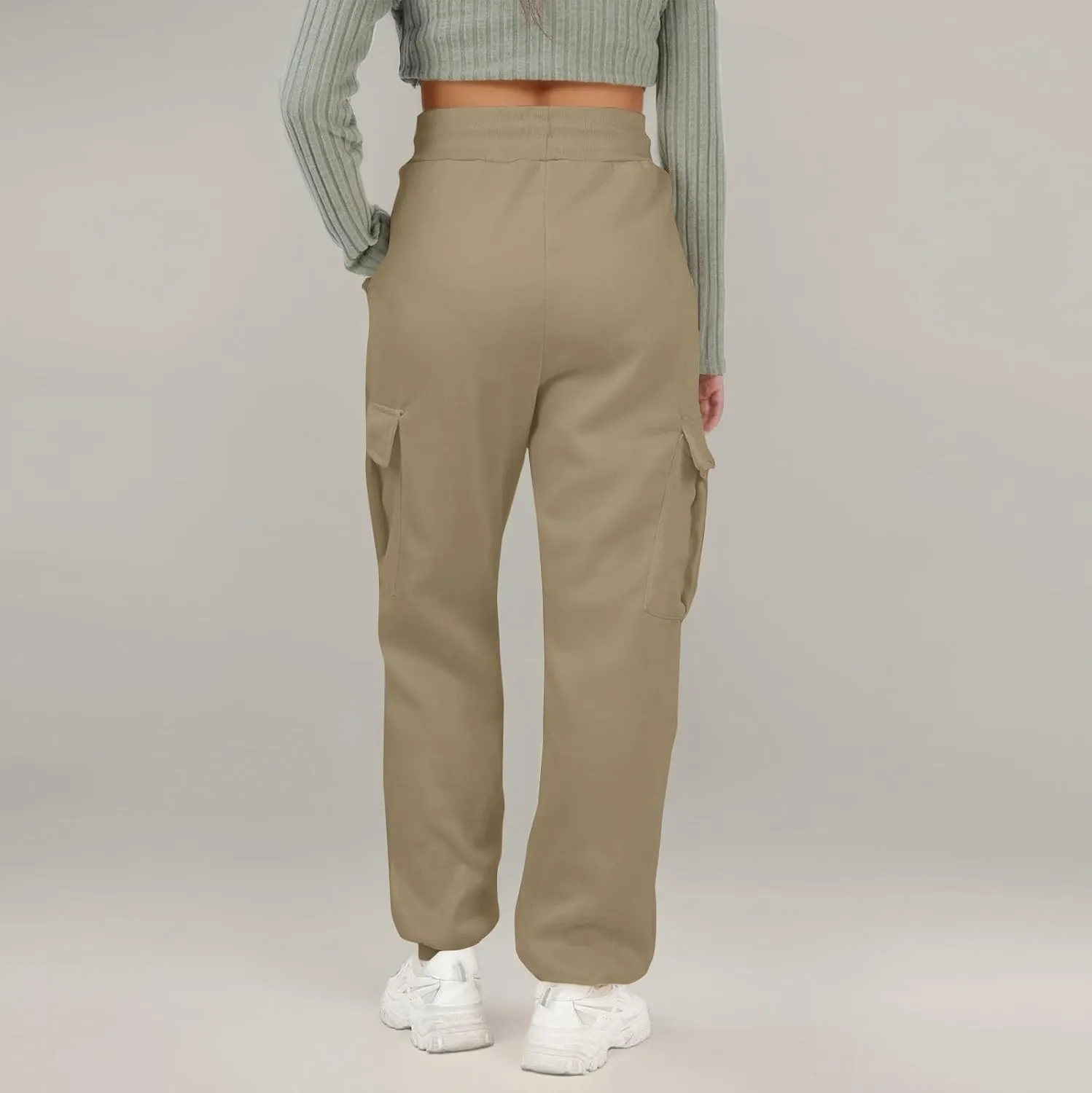 Womens Cargo Sweatpants Fleece Wide Leg Sweat Pants High Waisted Baggy Joggers Fall Fashion Outfits Y2k Clothes 2025