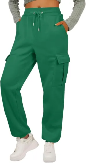 Womens Cargo Sweatpants Fleece Wide Leg Sweat Pants High Waisted Baggy Joggers Fall Fashion Outfits Y2k Clothes 2025