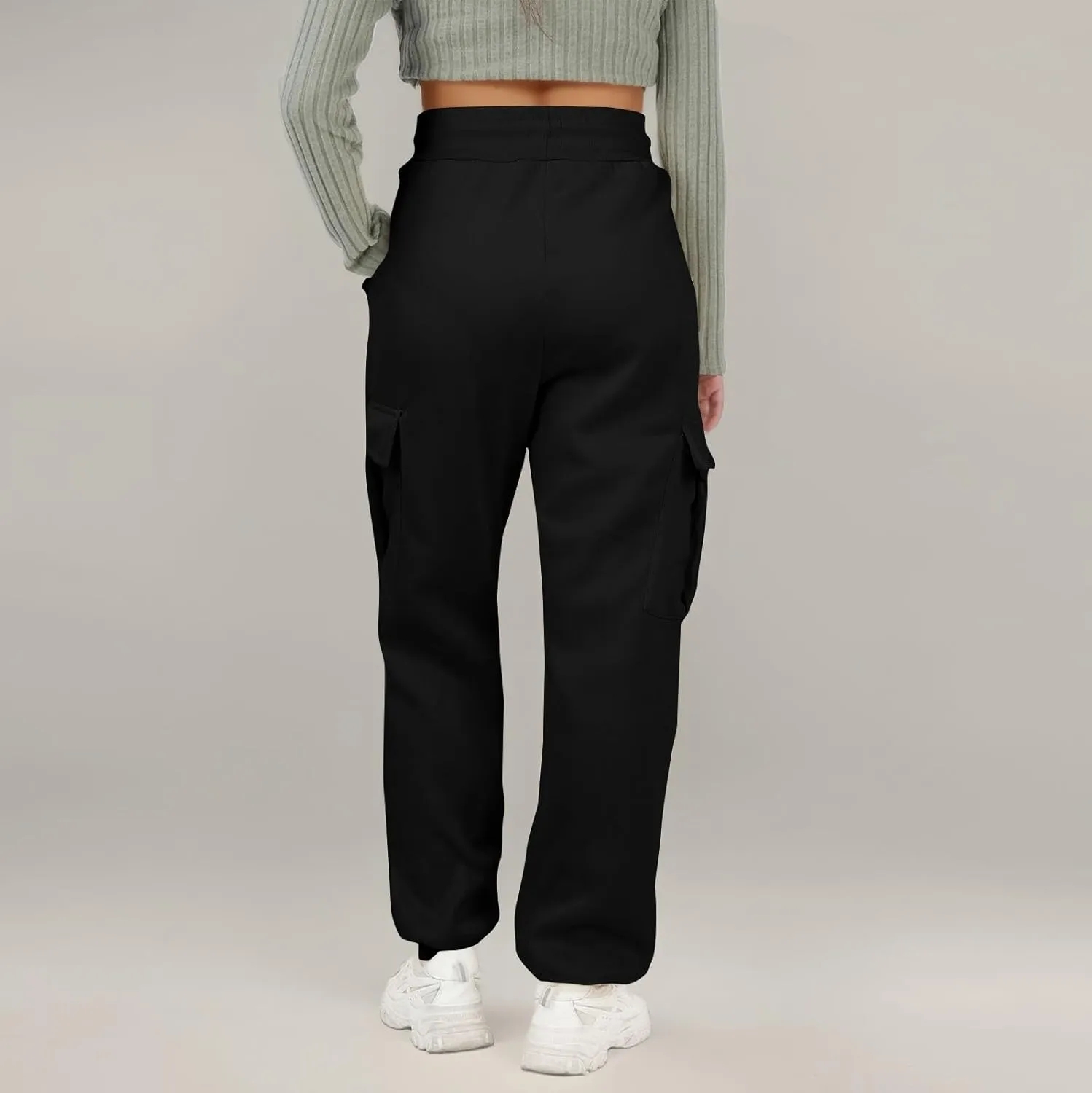 Womens Cargo Sweatpants Fleece Wide Leg Sweat Pants High Waisted Baggy Joggers Fall Fashion Outfits Y2k Clothes 2025