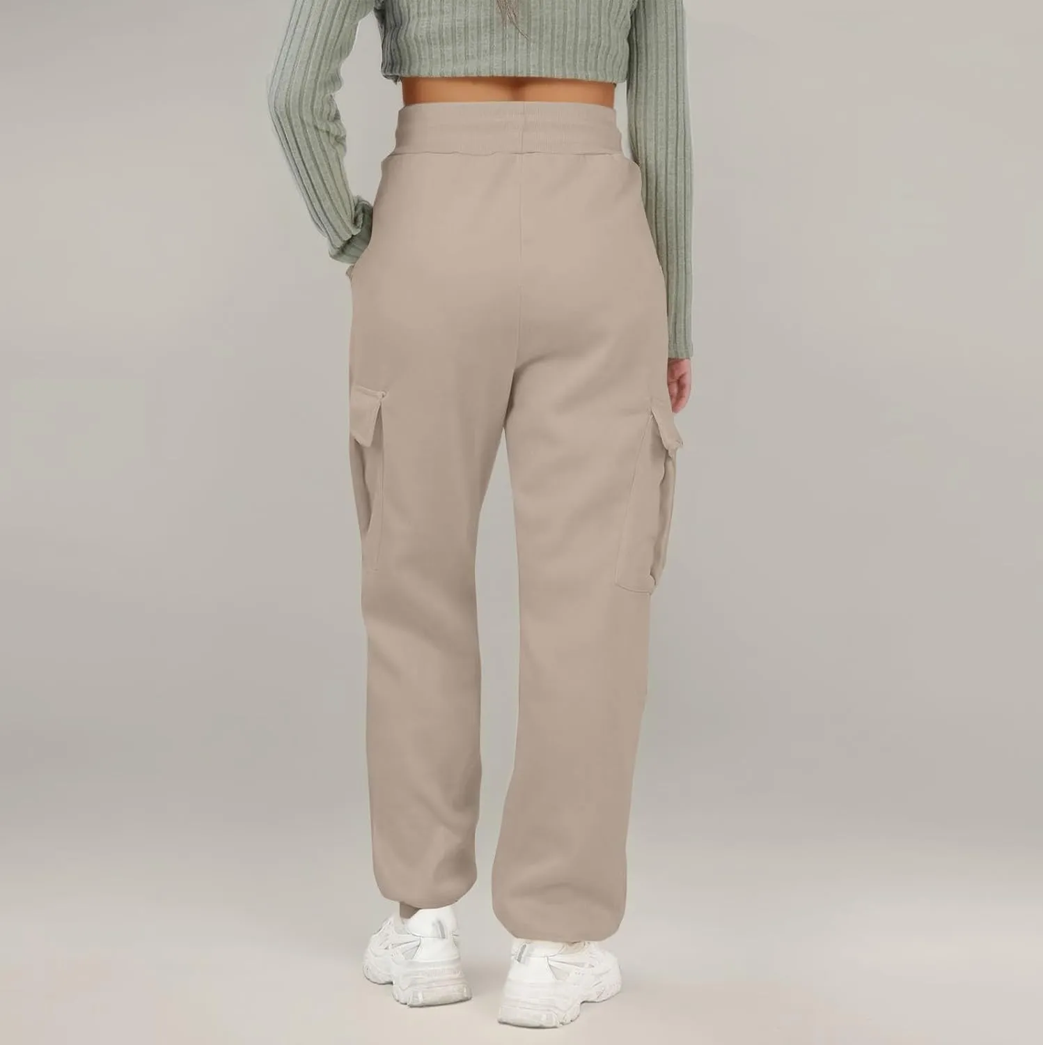 Womens Cargo Sweatpants Fleece Wide Leg Sweat Pants High Waisted Baggy Joggers Fall Fashion Outfits Y2k Clothes 2025