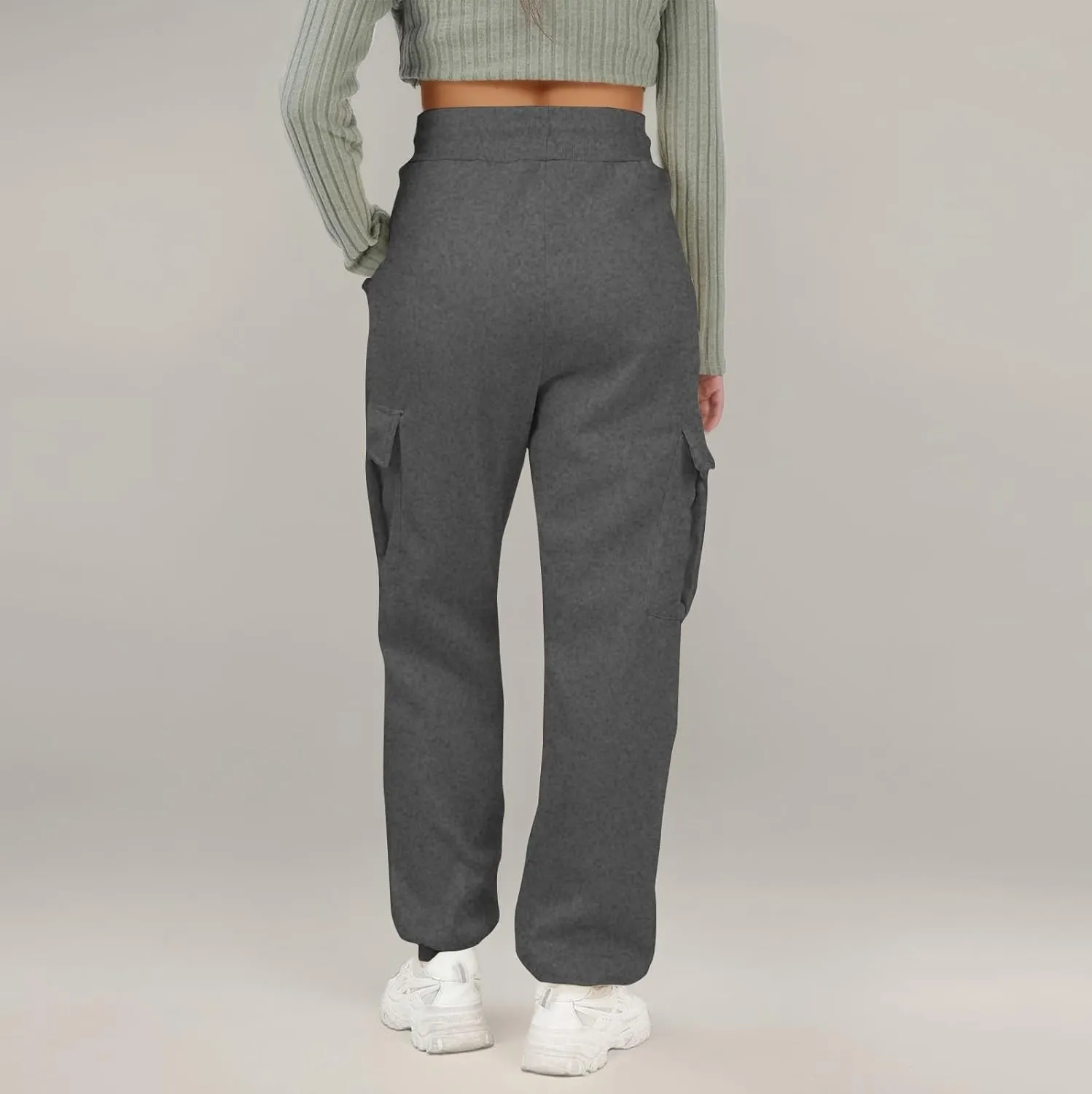 Womens Cargo Sweatpants Fleece Wide Leg Sweat Pants High Waisted Baggy Joggers Fall Fashion Outfits Y2k Clothes 2025