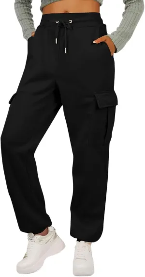 Womens Cargo Sweatpants Fleece Wide Leg Sweat Pants High Waisted Baggy Joggers Fall Fashion Outfits Y2k Clothes 2025