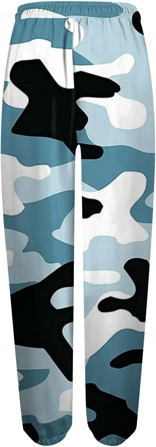 Women's Casual Baggy Fleece Cargo Sweatpants Camouflage Print High Waisted Sweats Pants Winter Clothes with Pockets