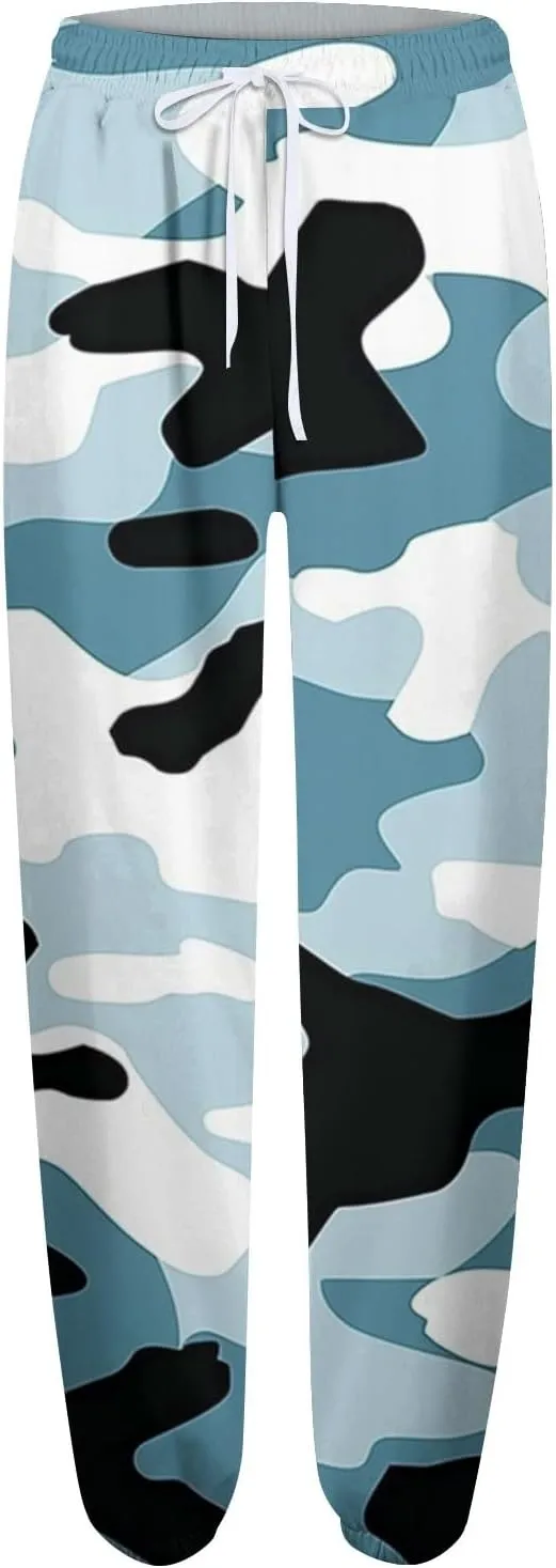 Women's Casual Baggy Fleece Cargo Sweatpants Camouflage Print High Waisted Sweats Pants Winter Clothes with Pockets