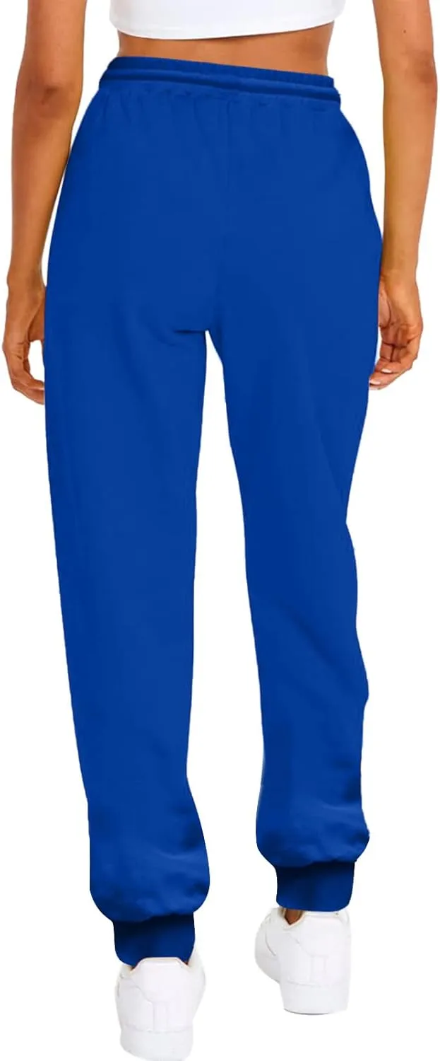 Women's Casual Elastic High Waist Running Sweatpants Business Casual Solid Color Cotton Soft Comfy Trousers Straight Leg Pant