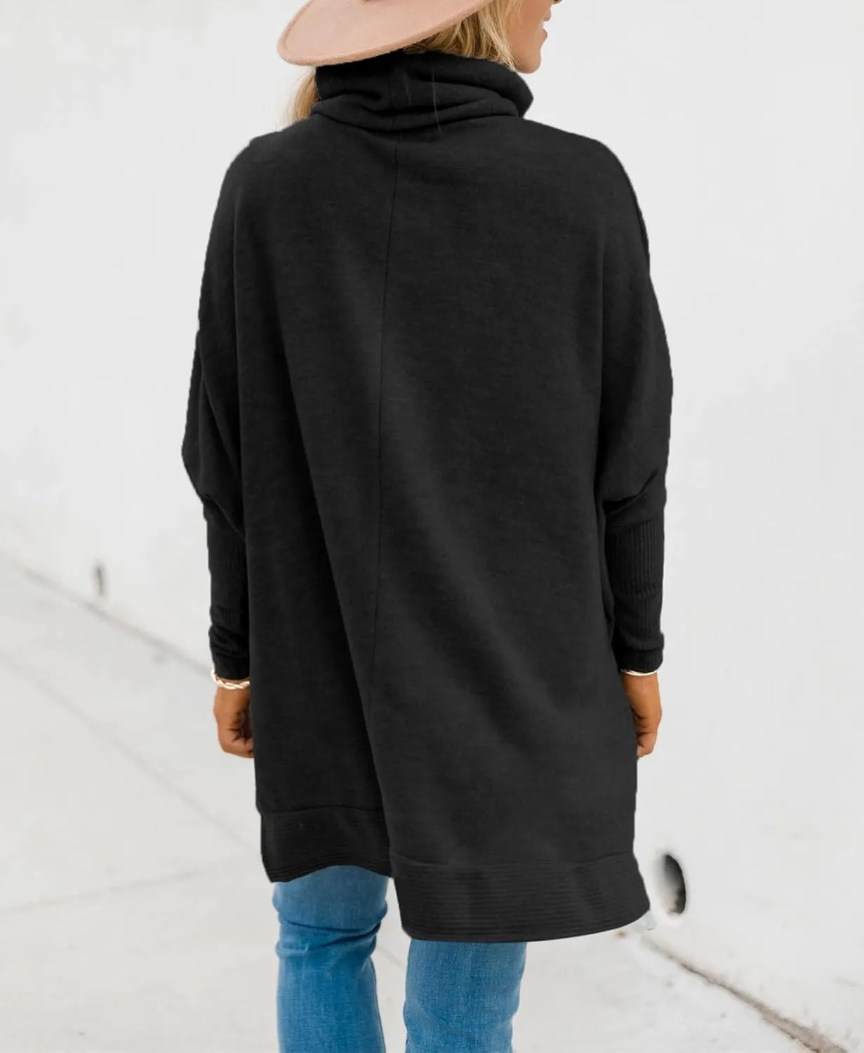Womens Casual V-Neck Solid Color Long Sleeves with Pocket Sweatshirt Tunics Blouse Tops