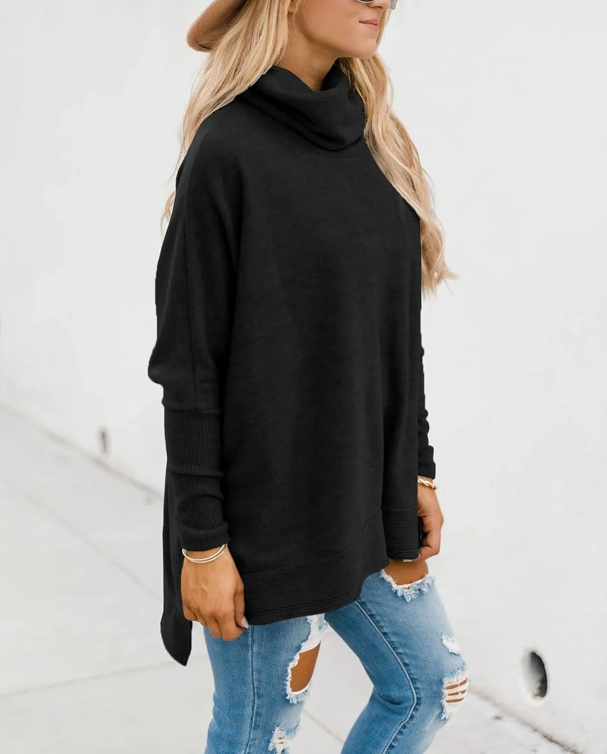 Womens Casual V-Neck Solid Color Long Sleeves with Pocket Sweatshirt Tunics Blouse Tops
