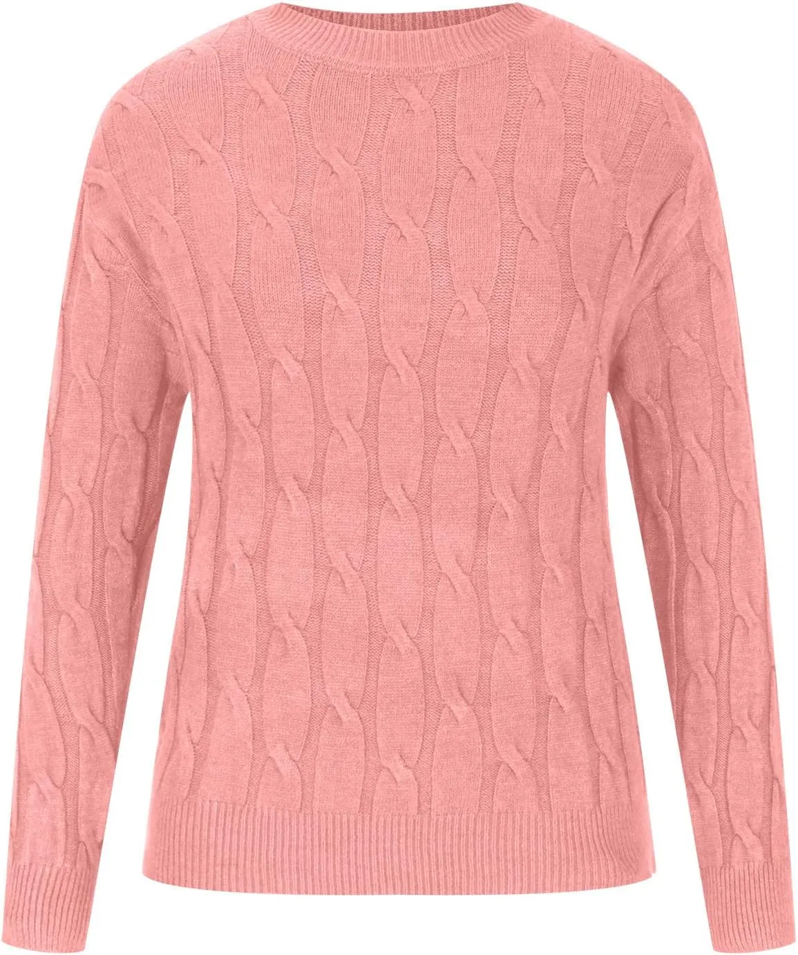 Womens Chunky Cable Knit Pullover Sweaters Trendy Crewneck Jumper Tops 2024 Fall Sweater Casual Slim Fit Knitwear