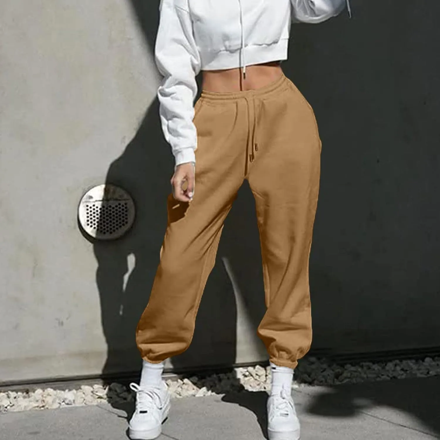 Women's Cinch Bottom Sweatpants High Waisted Athletic Joggers for Ladies Teen Girls Drawstring Joggers Lounge Pants
