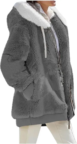 Womens Coat 2023 Plush Sweatshirt Fuzzy Winter Fleece Warm Hoodie Outwear Fashion Plus Size Sharpa Jacket